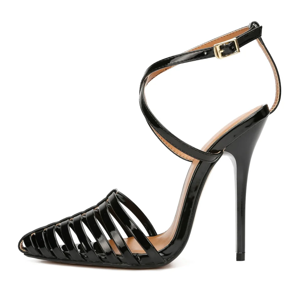 Mclubgirl Super High Red Sexy Shoes 38-48 Large Size Super High Heels Mans sexy Nightclub Sandals Buckle Party Wedding ZQJ - Color: Black
