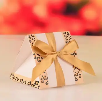 

100pcs Creative Gold / Pink Leopard Print Wedding Favors Candy Boxes Bridal Shower Party Gift Box Bomboniera Chocolate Box