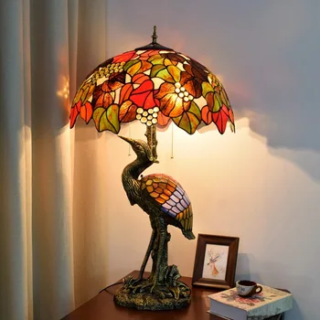 

European-Style Retro Creative Grape Pastoral Table Lamp Colorful Glass Living Room Restaurant Hotel Bar Crane Artistic