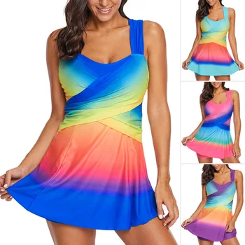 

Two Piece Swimsuit New Swimsuit Women's Skirt Split Two-Piece Slimming Gradient Swimsuit Beach Swimsuit