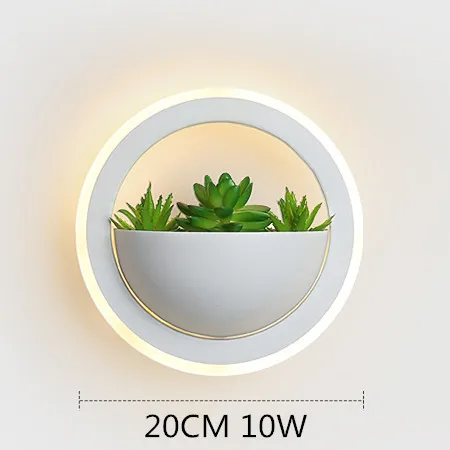 New LED Wall Lamp Round Acrylic Led Wall Lights Simulated Green Plants AC110~220V 10W For Hallway Porch Balcony Led Wall Sconce - Цвет абажура: 8001 with plant