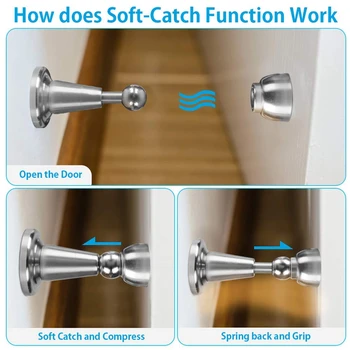 

Door Stopper, Magnetic Door Stop 4 Pack, Soft-Catch Magnetic Door Catch, Door Hold Open, Stainless Steel, Brushed Satin Nickel