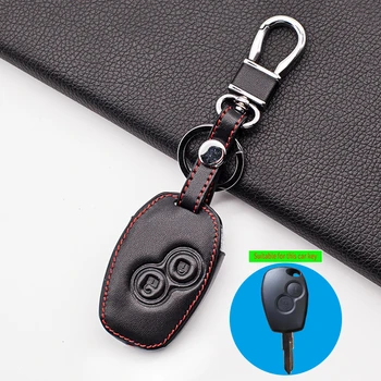 

Carrying 2 Buttons Remote Leather Car Key Case Cover For Renault Dacia Logan Sandero Clio Kangoo Master Trafic