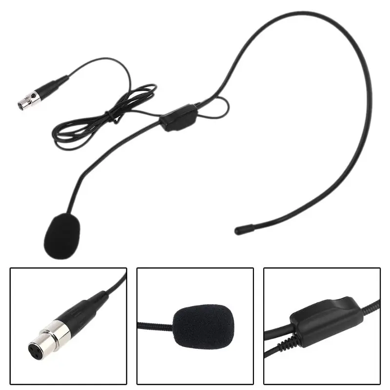 

XLR 3 Pin Microphone Head Wear Guide Condenser Mic For Loudspeaker Tour Guide
