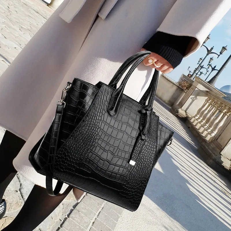 

Crocodile Luxury Fashion Shoulder Messenger Bag High Quality Genuine Leather Women Purse and Handbag Large Capacity Casual Totes