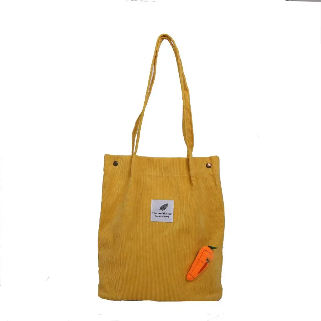 

2019 Women Corduroy Canvas Tote Handbag Female Cloth Shoulder Bags Young Ladies Casual Shopping Bag Girls Reusable Folding Bags