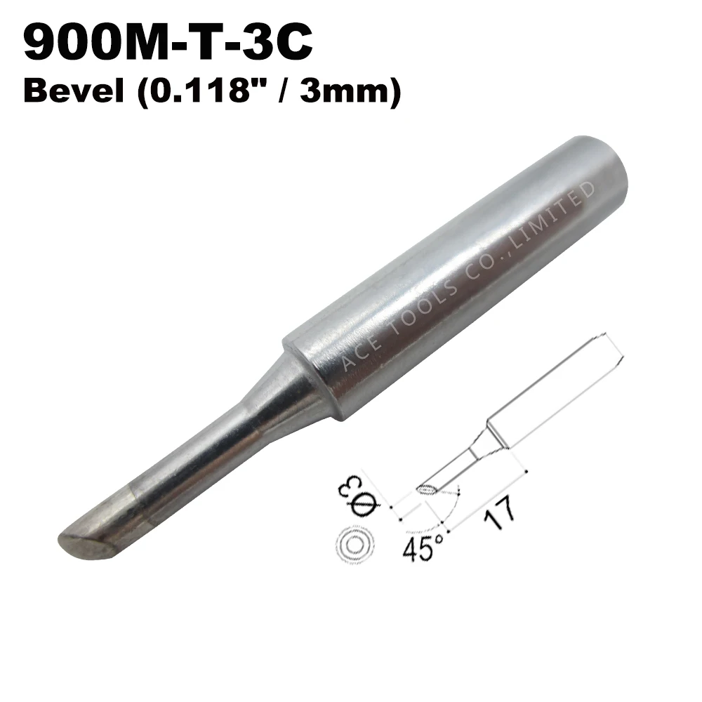 

5 PCS Soldering Tip 900M-T-3C Bevel 3mm for Hakko 936 907 Milwaukee M12SI-0 Radio Shack 64-053 Yihua 936 X-Tronics 3020 Iron Bit