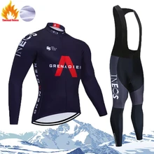 

INEOS Warm 2021 Winter Thermal Fleece Cycling Jersey Set Men's Outdoor Riding MTB Ropa Ciclismo Bib Pants Set Cycling Clothing