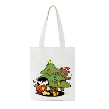 

Women Canvas Hand Bags Cartoon Print Ladies Big Capacity Tote Bags Fashion Canvas Reusable Shopping Shopper Bag For Schoolgirl