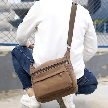 

Retro Men Solid Color Multi Pocket Messenger Pouch Travel Crossbody Shoulder Bag