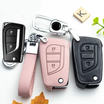 

Leather Car Key Case Shell Cover for Toyota Auris Corolla Avensis Verso Yaris Aygo Scion TC IM 2015 2016 Accessories Auto Key