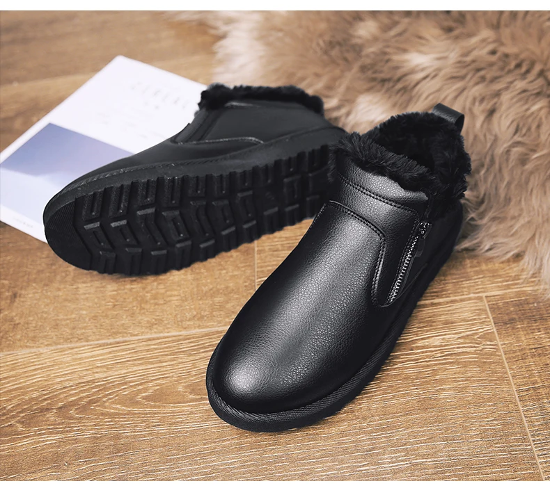 men women winter warm work boots with plush fur casual lightweight ankle boots waterproof anti-skid outdoor sneakers sports shoes couple unisex plus size shoes (32)