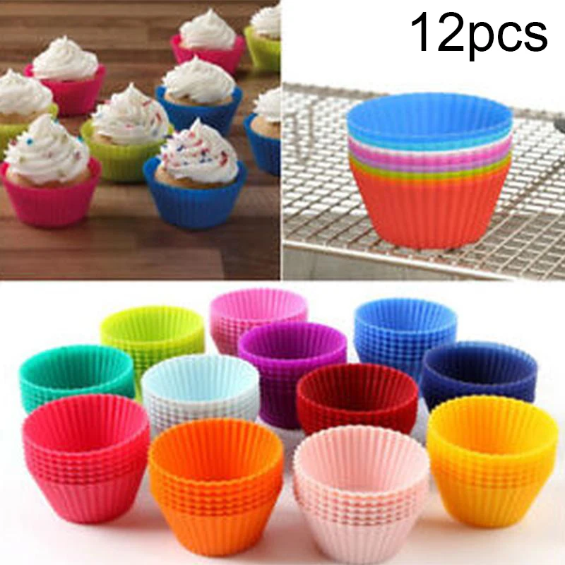 Reusable Cake Mold Microwavable 12pcs Cups Home Baking Silicone Muffin | Дом и сад