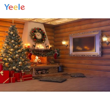 

Yeele Christmas Tree Fireplace Clock Sock Wood Background Vinyl Baby Portrait Photography Backdrop For Photo Studio Photophone