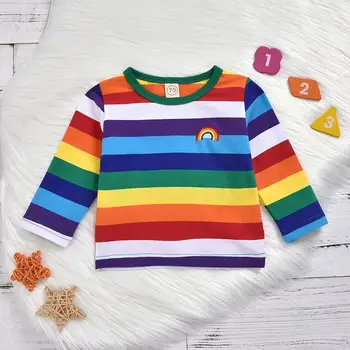 

Baby Boys Girls Short sleeved rainbow printed tshirt summer top 5pcs/lot