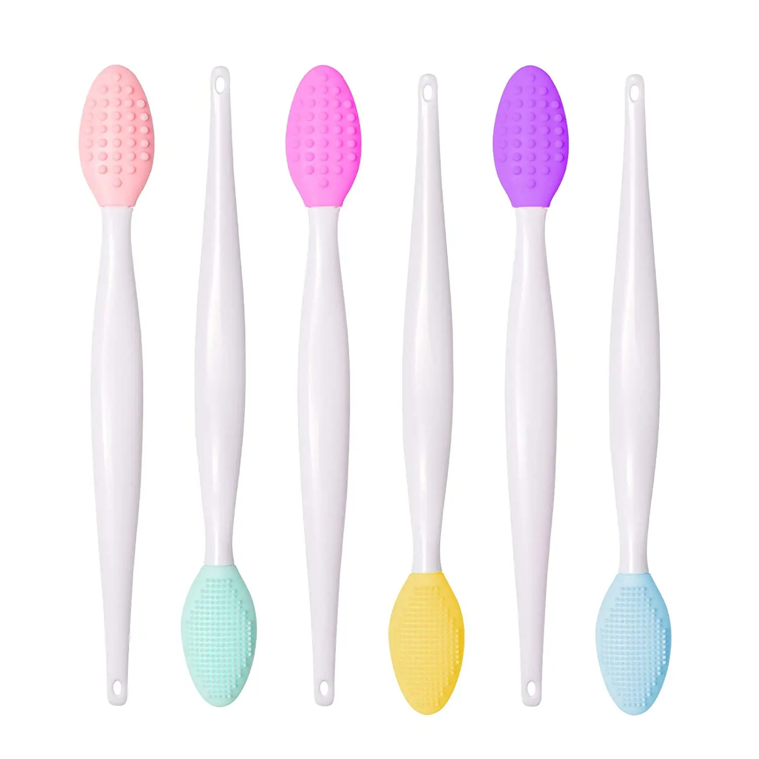 

50pcs Lip Brush Nose Cleaning Brush Double Side Soft Silicone Lip Scruber Tool Nose Blackhead Remover Beauty Exfoliating Brush