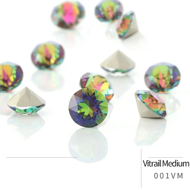 50pcs Crystal Stones Round Shape DIY Accessories Pointback Glass Strass 4mm Small Size Glue On Nails Rhinestones Crystal Rivoli Vitrail Medium