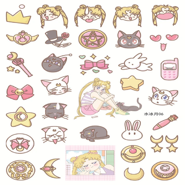 2019 New Anime Cosplay Sailor Moon All Character Stickers Sticker Cartoon  Character Comic Tattoo Paper Badge Sticker - Costumes Badge - AliExpress