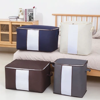 

1/2pcs Folding Quilt Storage Bag Clothes Blanket Storage Box Holder With Clear Window Home Cabinet Closet Storage Organizer