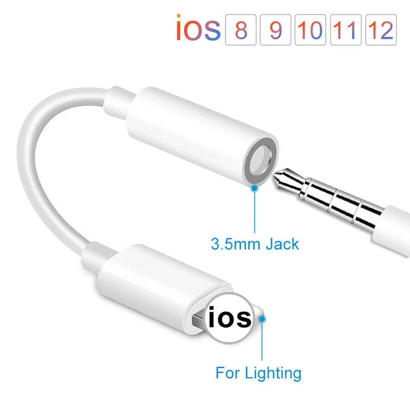 

IOS Headphone Adapter For iPhone XS Max XR X 7 8 X AUX Adapter For Lightning Female To 3.5mm Male Adapters Headphone Jack Cable