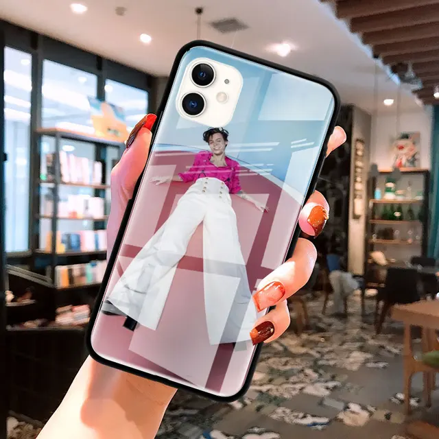 Glass Case For Apple iPhone 12 11 Pro Max 8 7 XS XR X 6 6S Plus SE 2020 Mobile Phone Coque Fundas Fine Line Harry Styles 1D T04