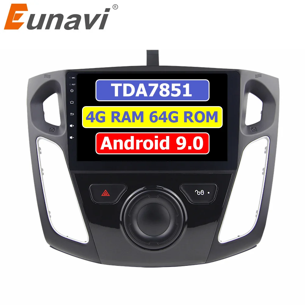 Eunavi Android 9 автомобильный Радио мультимедийный плеер для Ford focus 2012- 2din 9 ''gps стерео tda7851 сенсорный экран 1024*600 без dvd