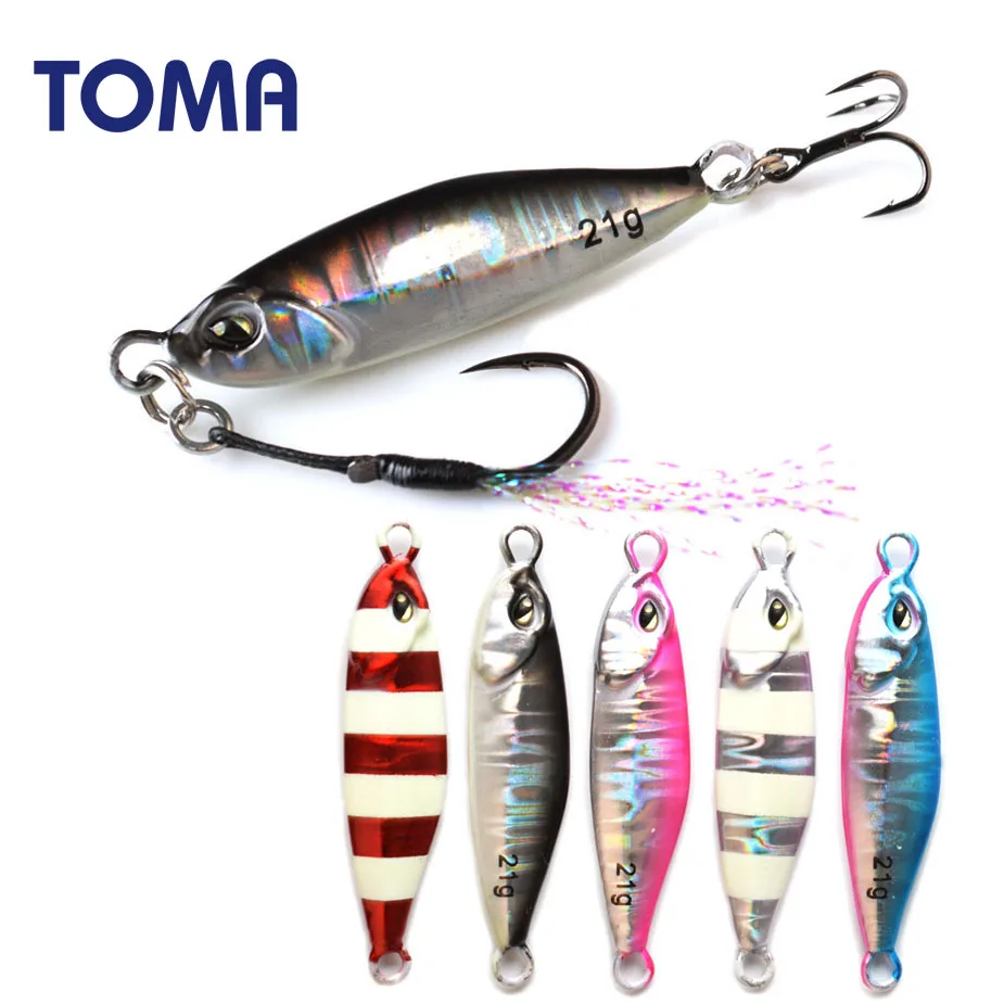 Подвеска для морской рыбалки TOMA Lead Metal светящийся джиг 10g 14g 21g с 2 крючками|Наживки|