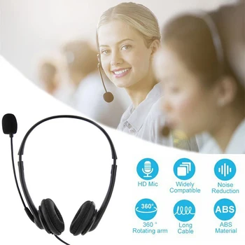

USB Noise Reduction Microphone Headset Call Center Office Headset Wired Microphone