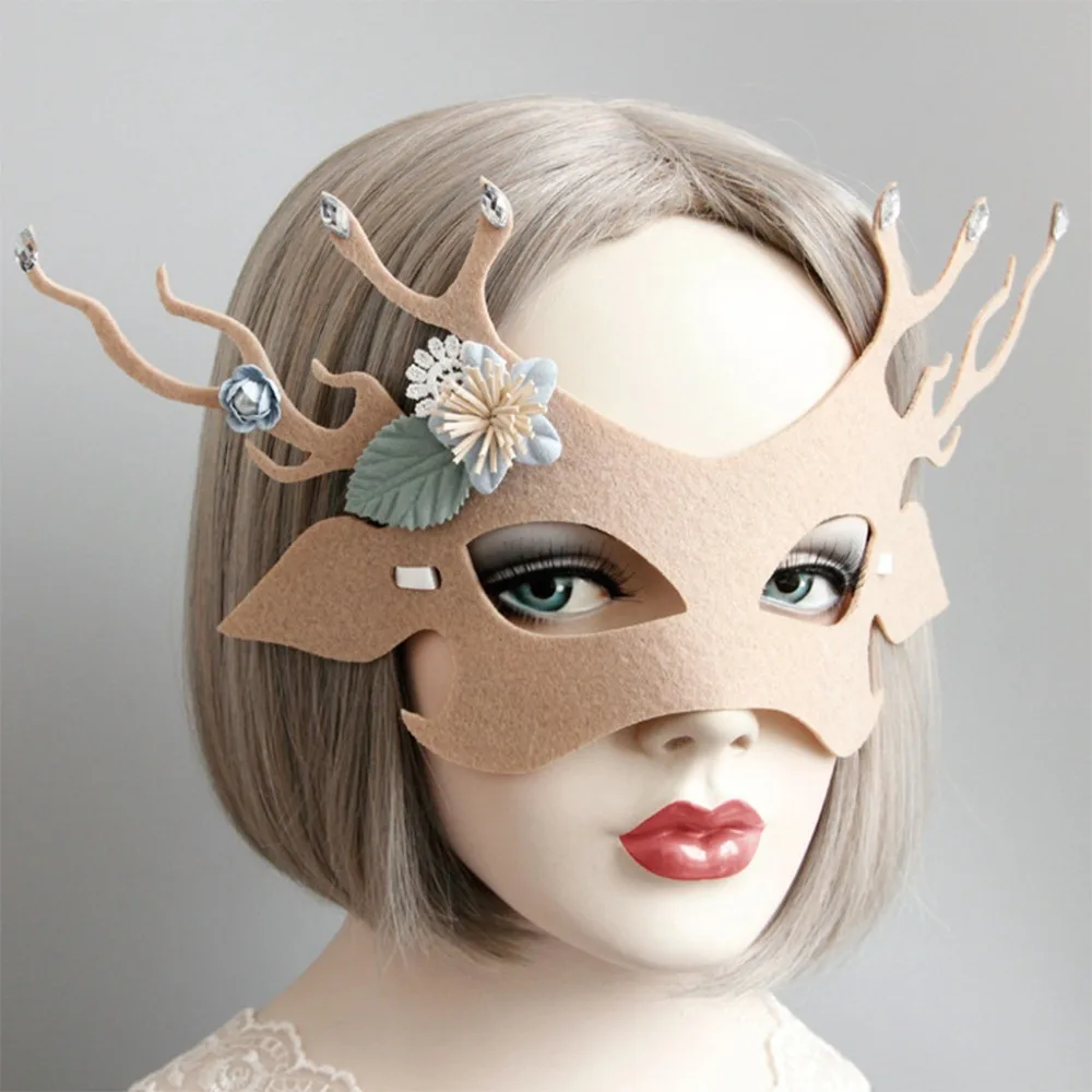 Christmas Mask Costume Party Antler Half Face Animal Mask       Unisex  (2)