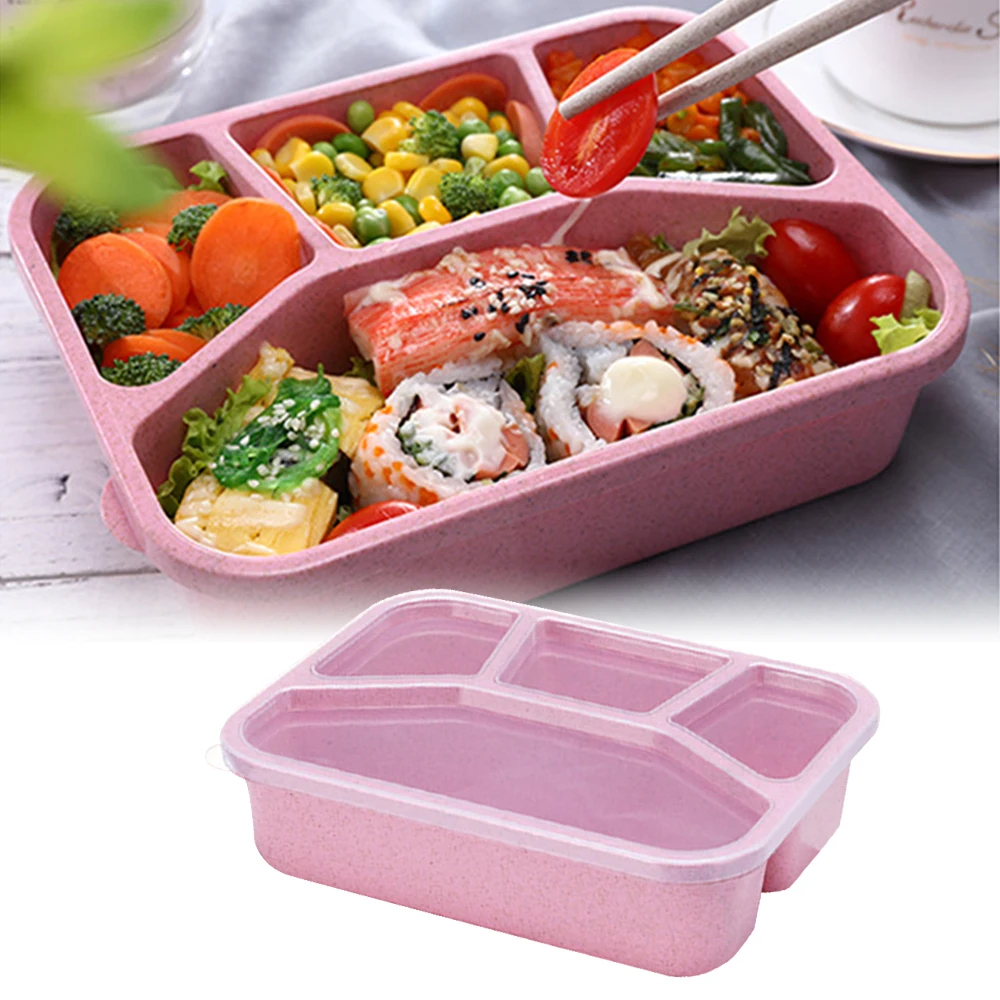 4 сетки детский ланч-бокс Bento box контейнер для еды ланчбокс для пикника контейнер для хранения еды посуда микроволновая печь свежесть 3
