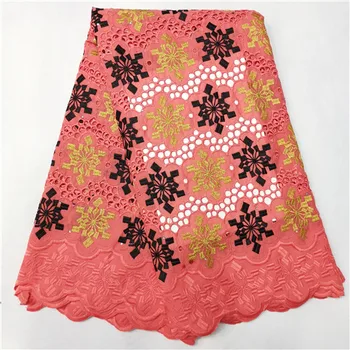 

Latest African Cotton Lace Fabric 2019 High Quality Nigerian French Cotton Embroidery Swiss voile Lace Fabrics A32AU262