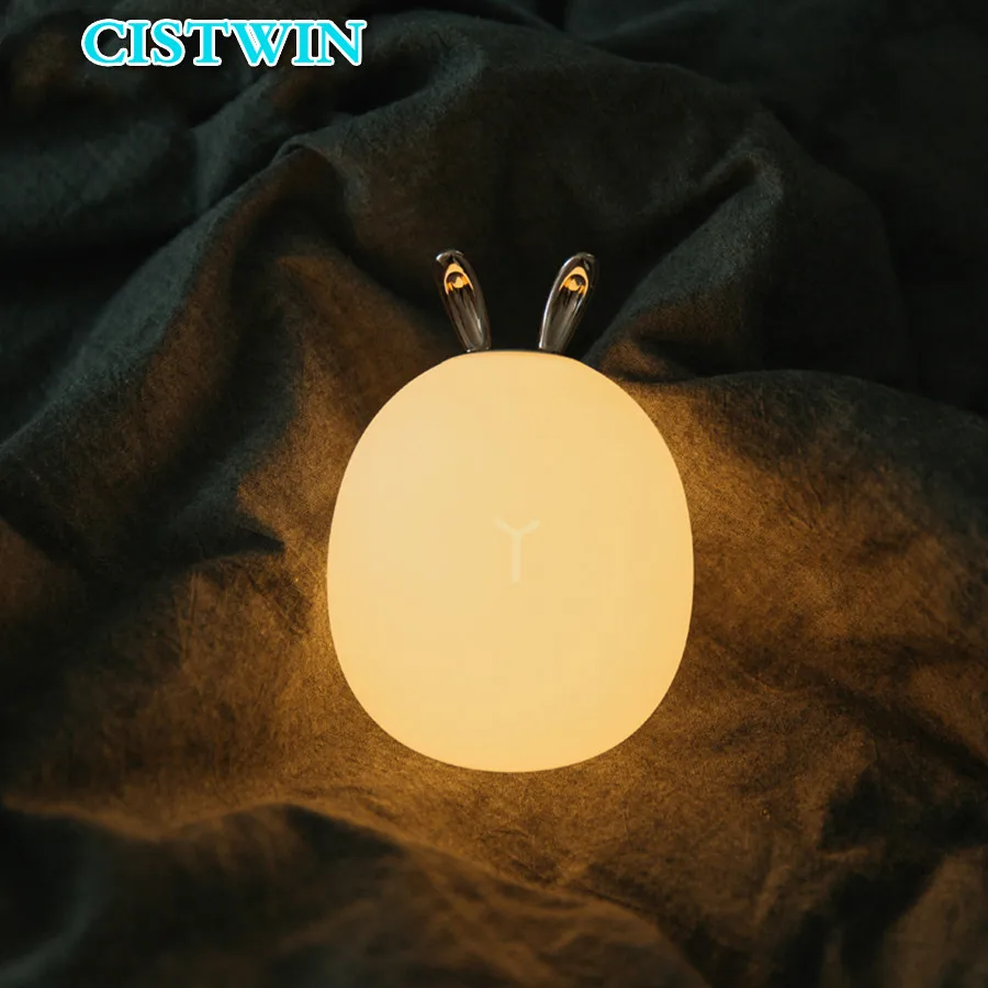 

Deer Rabbit LED Night Light Silicone Animal Cartoon Dimmable Lamp USB Rechargeable For Children Kids Baby Gift Bedside Bedroom