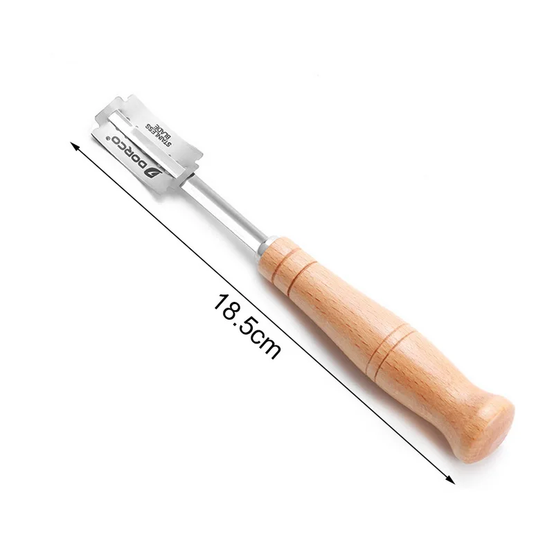 Wooden Bread Cutter Bakery Scraper Bread Knife/Slicer/Cutter Dough Breads Scoring with Blades and Cover Baking Accessories