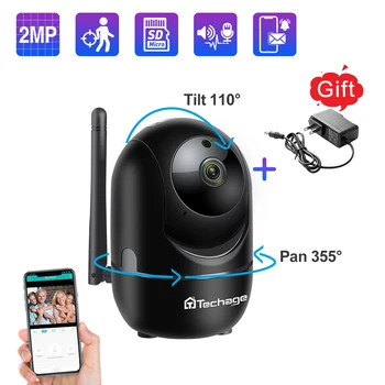 

Techage 1080P HD Wireless IP Camera Wifi CCTV Camera TF Card Baby Monitor Network Video Surveillance Auto Tracking Mini Camera