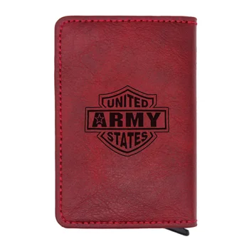 

2020 New Fashion United States Army Rfid Credit Card Holder Anti-Theft Automatic Wallet Card Case Men Mini Leather Purse