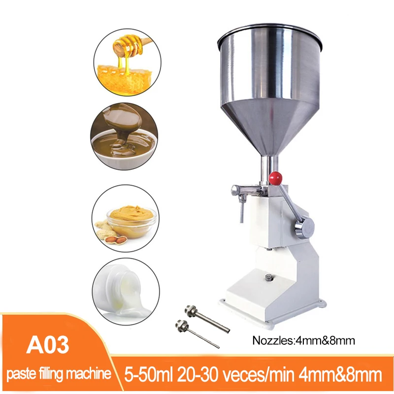 Máquina de llenado Manual de crema para champú, máquina de llenado Manual de 5-50ml, Vertical, A03