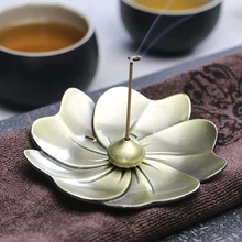 1 шт. в форме цветка, домашний держатель для благовоний, металлическая горелка с обратным потоком лотоса, ароматическая печь из сплава, тарелка, подставка для духов