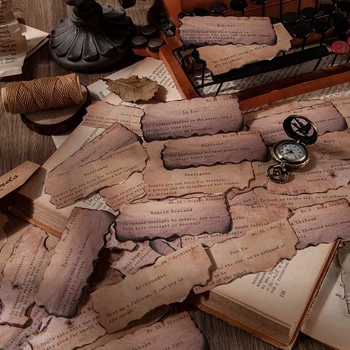 

40Pcs/Bag Vintage English Theme Collage Label Sticker Antique Ticket Memories Notes Burnt Paper Decoration Sticker DIY Scrapbook