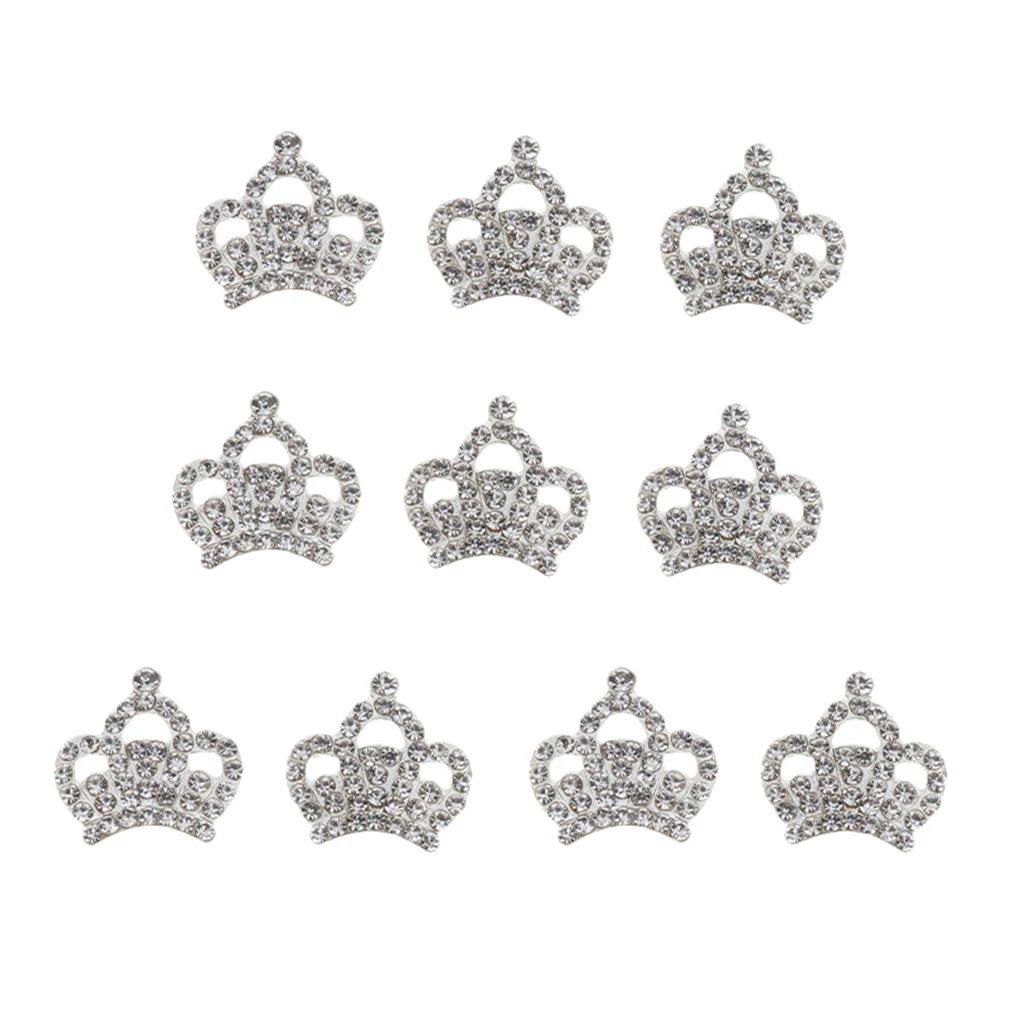 Silver PIXNOR 10pcs Rhinestone Crown Embellishments for Crafts Decoration