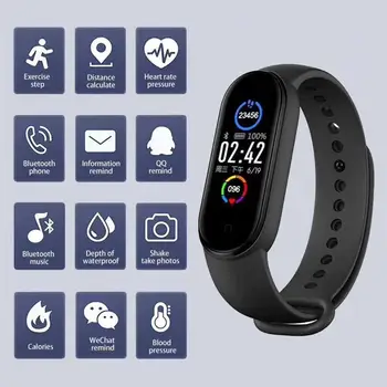 

M5plus Smart Bracelet Heart Rate Blood Pressure Health Waterproof Smart Watch Band 5 Bluetooth Watch Wristband Fitness Tracker