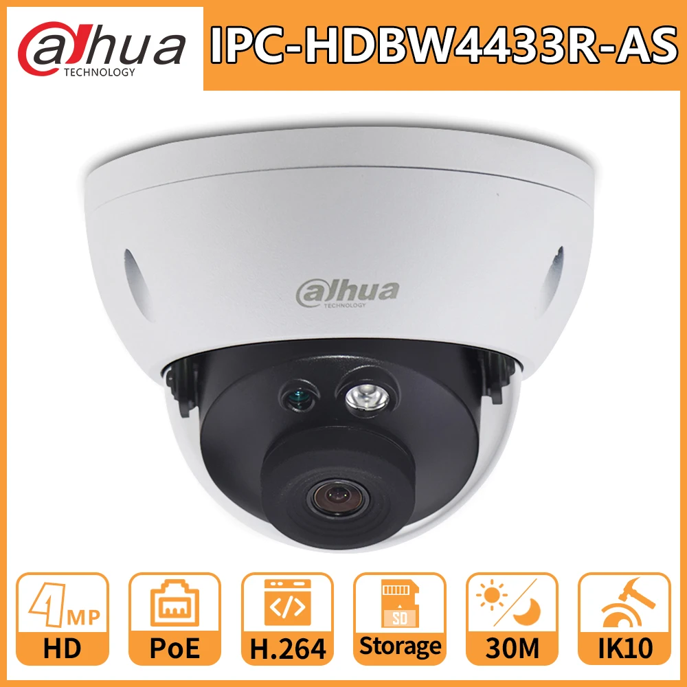 Dahua IPC HDBW4433R AS 4MP CCTV IP камера Sup порт IK10 IP67 аудио вход/выход и сигнал тревоги PoE