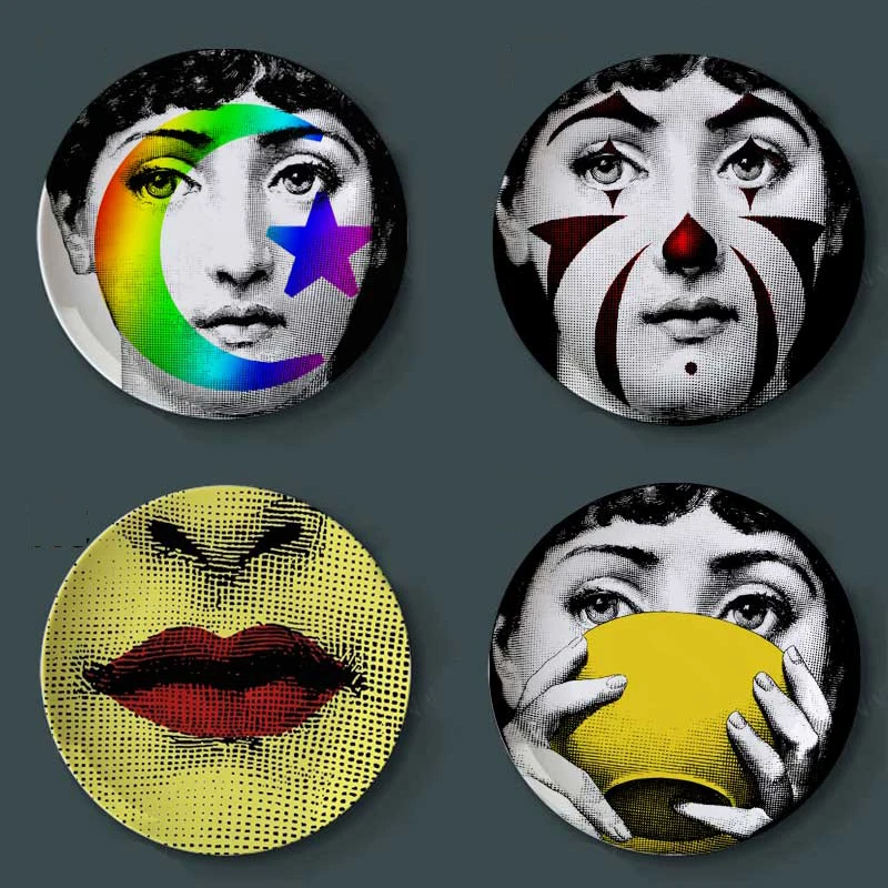 

6/7/8-Inch Fornasetti Plates Home Decoration Christmas Dinner Plate Decorative Wall Dishes China European Decor European Decor