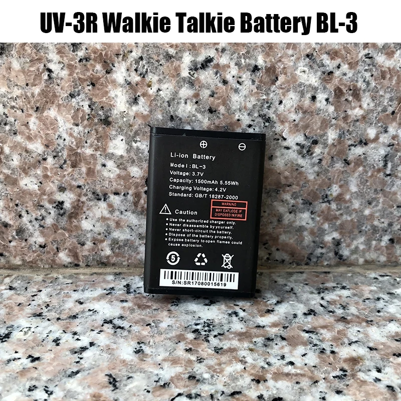 Baofeng Radio Walkie Talkie UV-3R Battery 1500mAh for BF-UV3R Two Way Radio Accessories UV 3R Radio Extra Battery Model BL-3 2