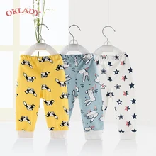 OKLADY/штаны для новорожденных зимние брюки штаны для маленьких мальчиков и девочек с героями мультфильмов хлопковые длинные штаны унисекс на весну-осень для маленьких мальчиков от 3 до 18 месяцев