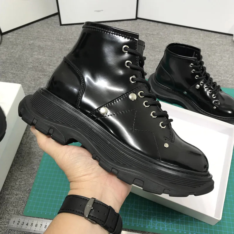 Женские ботинки в байкерском стиле; Роскошные Короткие кожаные ботинки; botas Mujer; женские ботильоны на толстой подошве; модная крутая обувь