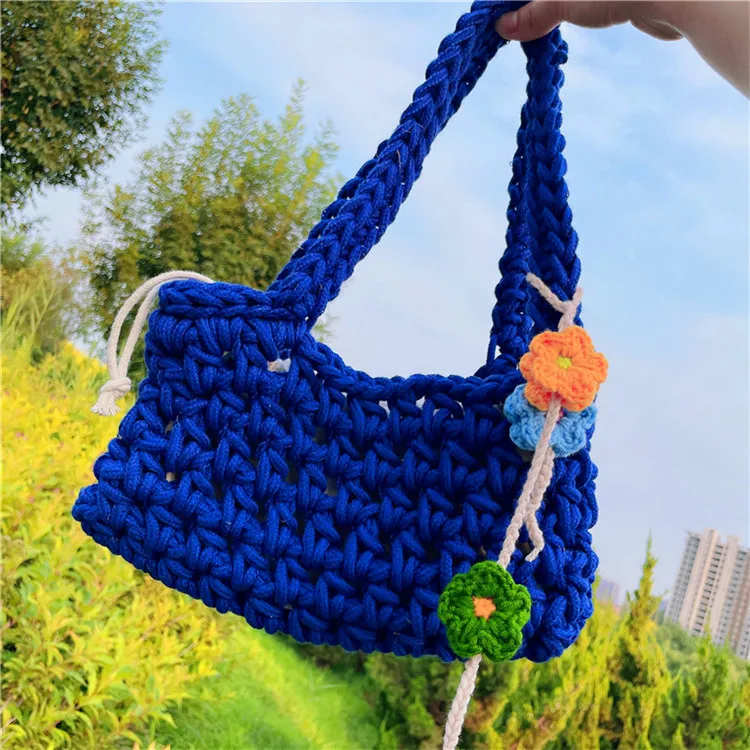 YQBUER Bolsos de Tejido de Cuerda Cadenas de Perlas for Mujer Bolsos de  Crochet y Bolsos Tejidos for Mujeres (Color : A)