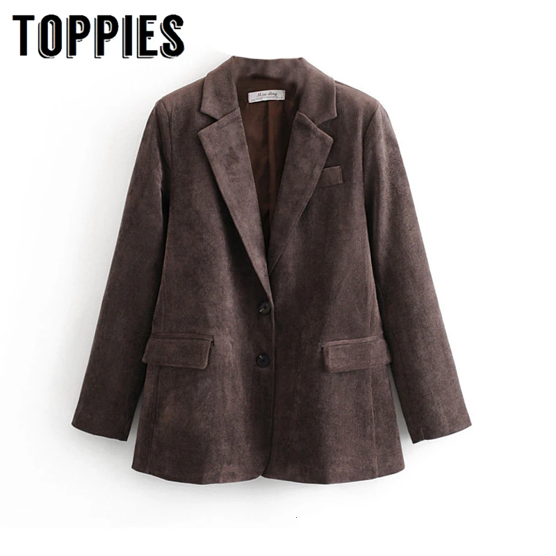 

2019 Winter Women Corduroy Suit Jacket Coat Lady Office Formal Blazer Loose Single Breasted Coat