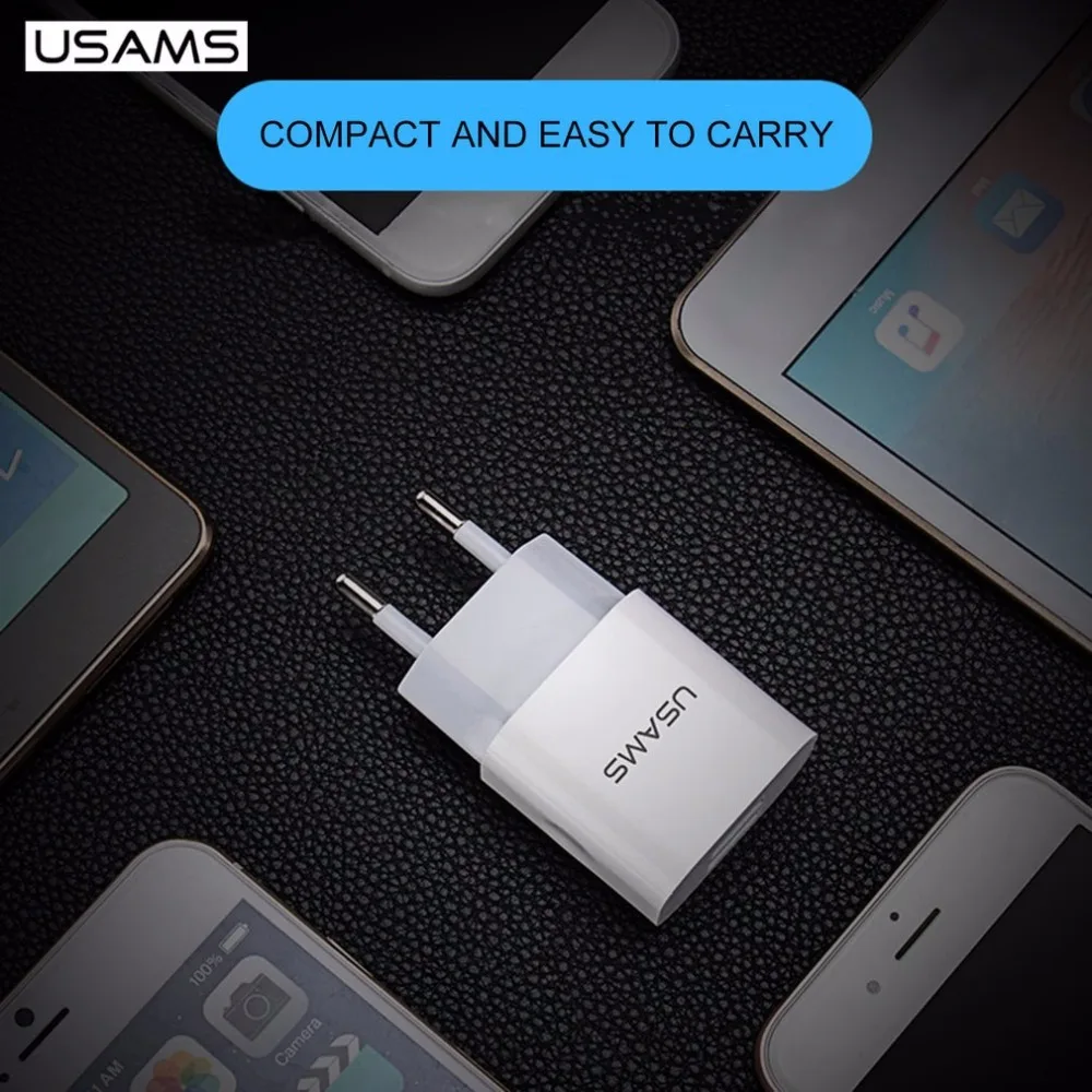 USAMS два usb порта 2.4A быстрое зарядное устройство ЕС-разъем, для поездок зарядное устройство универсальное для мобильного телефона планшета