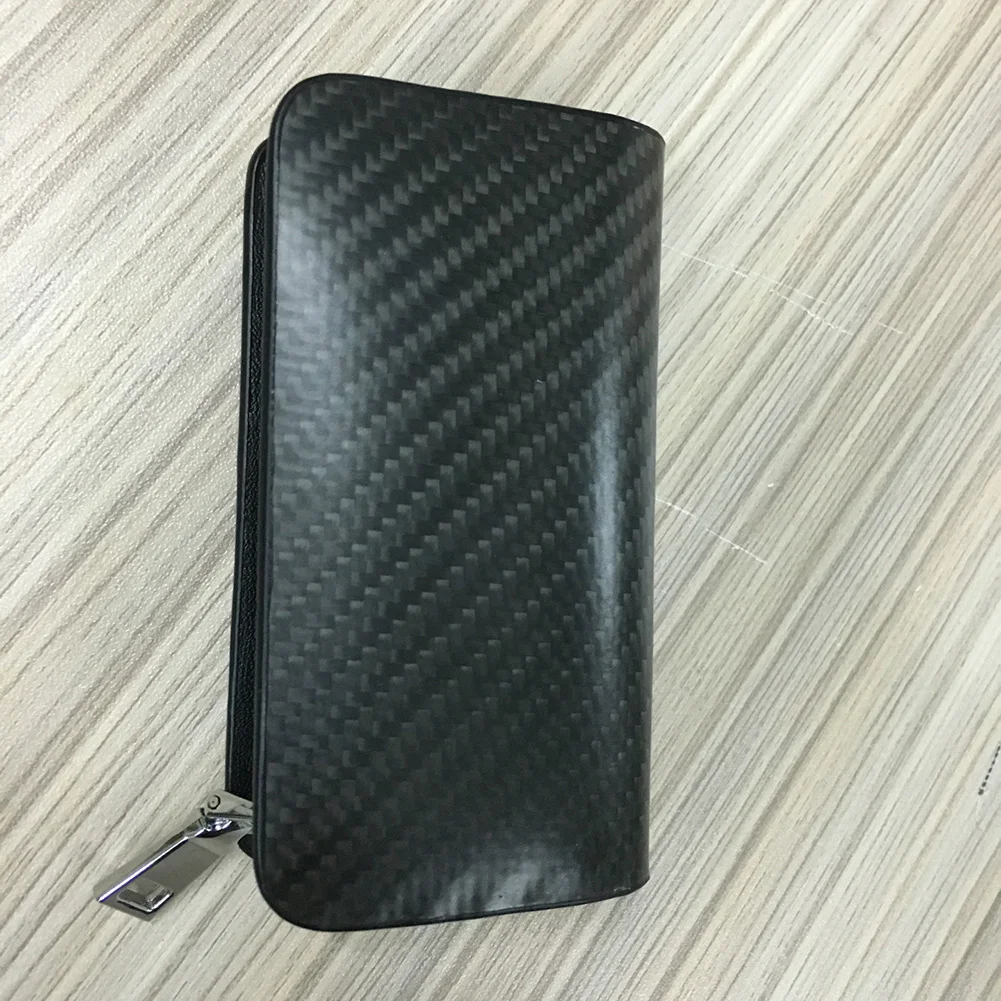 Чехол для ключей портативный для автомобиля из углеродного волокна Органайзер защита подвесная практичная износостойкая Блокировка сигнала молния с пряжкой