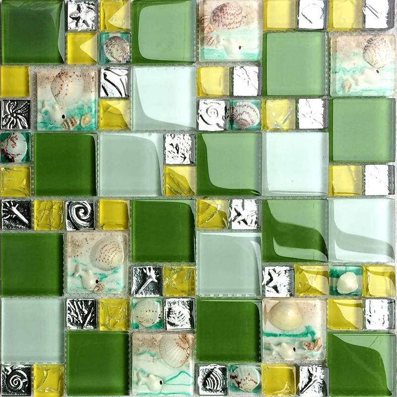 Yellow Green Silver Glass Mosaic Mother Of Pearl Shell Tile LFGT009 Bathroom Kitchen Wall Tiles | Дом и сад